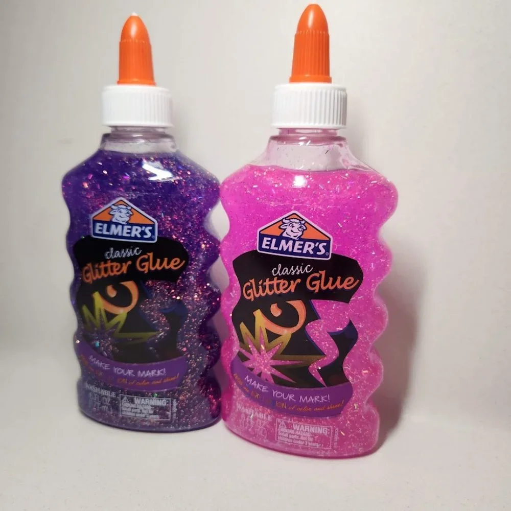 New 2x Elmer's Liquid Glitter Glue pink purple school supplies Slime arts crafts